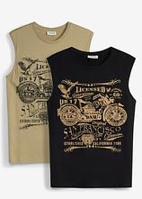 Muskelshirt (2er Pack) aus reiner Bio-Baumwolle in grün von vorne - bonprix