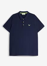Piqué-Poloshirt aus reiner Bio-Baumwolle in blau von vorne - bonprix