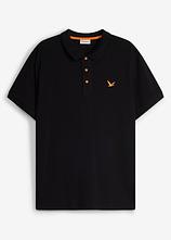 Piqué-Poloshirt aus reiner Bio-Baumwolle in schwarz von vorne - bonprix