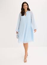 Minikleid aus feinem Chiffon mit Plisseé in blau im Look von vorne (Totalaufnahme) - bonprix