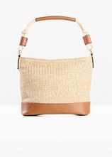 Handtasche Strohoptik in beige von vorne - bonprix