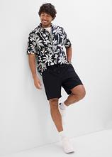 Shorts mit Dehnbund in Relaxed Fit in schwarz im Look (Totalaufnahme) - bonprix