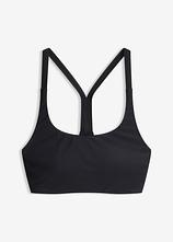 Sport Bustier-Bikinioberteil aus schnelltrocknendem Material in schwarz von vorne - bonprix