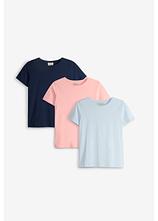 T-Shirt aus reiner Bio-Baumwolle (3er Pack) in rosa von vorne - bonprix