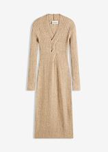 Strickkleid mit Wollanteil in beige von vorne - bonprix