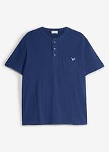 Henleyshirt aus reiner Bio-Baumwolle in blau von vorne - bonprix