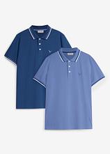 Poloshirt in Regular Fit (2er Pack) in blau von vorne - bonprix