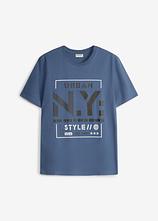 T-Shirt aus reiner Bio-Baumwolle in blau von vorne - bonprix