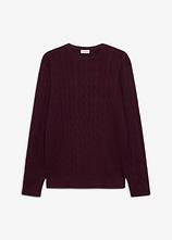 Feinstrickpullover mit Zopfmuster, Slim Fit in rot von vorne - bonprix