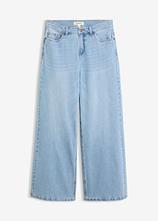 Wide-Leg-Jeans Mid Waist in blau von vorne - bonprix