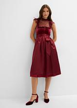 Dirndl mit Samt in Midilänge (2-tlg.Set) in rot von vorne (Totalaufnahme) - bonprix