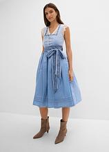 Dirndl mit Samt in Midilänge (2-tlg.Set) in blau von vorne (Totalaufnahme) - bonprix
