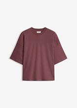 Kurzes Oversize-Shirt aus reiner schwerer Bio-Baumwolle in lila von vorne - bonprix
