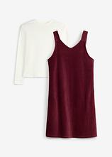 Kleid und Langarmshirt (2-tlg.Set) in rot von vorne - bonprix