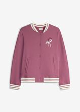 Sweatjacke aus reiner Bio-Baumwolle in lila von vorne - bonprix