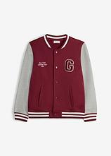 College-Sweatjacke mit weicher Baumwolle in rot von vorne - bonprix