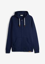 Kapuzen-Sweatjacke aus reiner Baumwolle in blau von vorne - bonprix