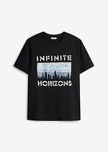 T-Shirt aus reiner Bio-Baumwolle in schwarz von vorne - bonprix