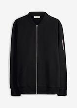 Sweat-Bomberjacke aus reiner Bio-Baumwolle in schwarz von vorne - bonprix