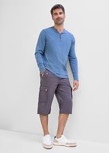 Langarm-Henleyshirt aus reiner Bio-Baumwolle (2er Pack) in blau im Look (Totalaufnahme) - bonprix