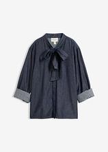 Jeansbluse aus reiner Baumwolle in blau von vorne - bonprix