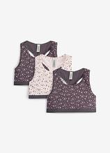 Bustier mit weicher Baumwolle (3er Pack) in grau von vorne - bonprix