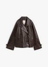 Cabanjacke aus Lammnappa-Leder in braun von vorne - bonprix