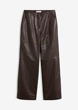 Lederhose mit Bundfalten in braun von vorne - bonprix