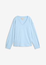 Langarmshirt aus reiner Bio-Baumwolle in blau von vorne - bonprix