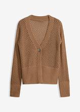 Ajour-Strickjacke in braun von vorne - bonprix