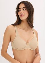 T-Shirt-BH mit gepolsterten Trägern in beige von vorne (im Anschnitt) - bonprix
