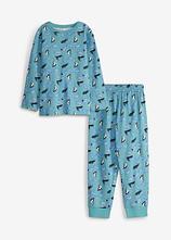 Pyjama aus reiner Bio-Baumwolle in petrol von vorne - bonprix