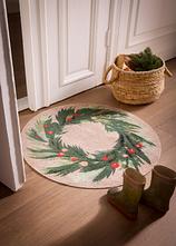 Runde waschbare Fußmatte mit weihnachtlichem Design in beige (Ambiente) - bonprix