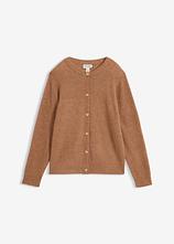 Strickjacke aus wärmendem Alpaka-Mix in braun von vorne - bonprix