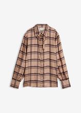 Bluse aus glänzendem Seiden-Mix in braun von vorne - bonprix