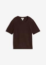 Kurzarmpullover aus reinem Kaschmir mit Good Cashmere Standard® in braun von vorne - bonprix