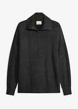 Lockere Strickjacke aus Viskose-Mix in grau von vorne - bonprix