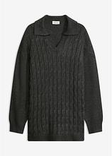 Zopfstrick-Pullover aus Viskose-Mix in grau von vorne - bonprix