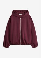 Kapuzen-Sweatjacke mit Ballonsaum in rot von vorne - bonprix