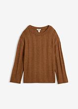 Oversize-Pullover aus Rippstrick in braun von vorne - bonprix