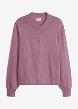 Strickjacke aus reiner Baumwolle in lila von vorne - bonprix