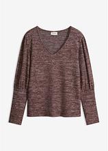 Langarmshirt aus weicher Viskose in braun von vorne - bonprix