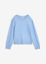 Pullover mit Puffärmel in blau von vorne - bonprix