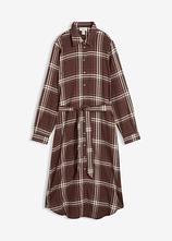 Flanell-Midikleid aus reiner Baumwolle in braun von vorne - bonprix