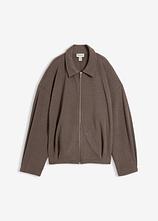 Shirtjacke in Wolloptik in braun von vorne - bonprix
