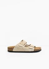 Pantoletten aus Veloursleder in beige - bonprix