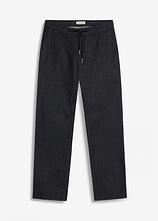 Leichte Regular-Fit Schlupfjeans mit Dehnbund, Straight in schwarz von vorne - bonprix