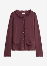 Strickjacke aus Bouclé in lila von vorne - bonprix