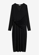 Tailliertes Jerseykleid in schwarz von vorne - bonprix
