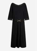 Kleid aus Punto di Roma mit Satin Gürtel in schwarz von vorne - bonprix